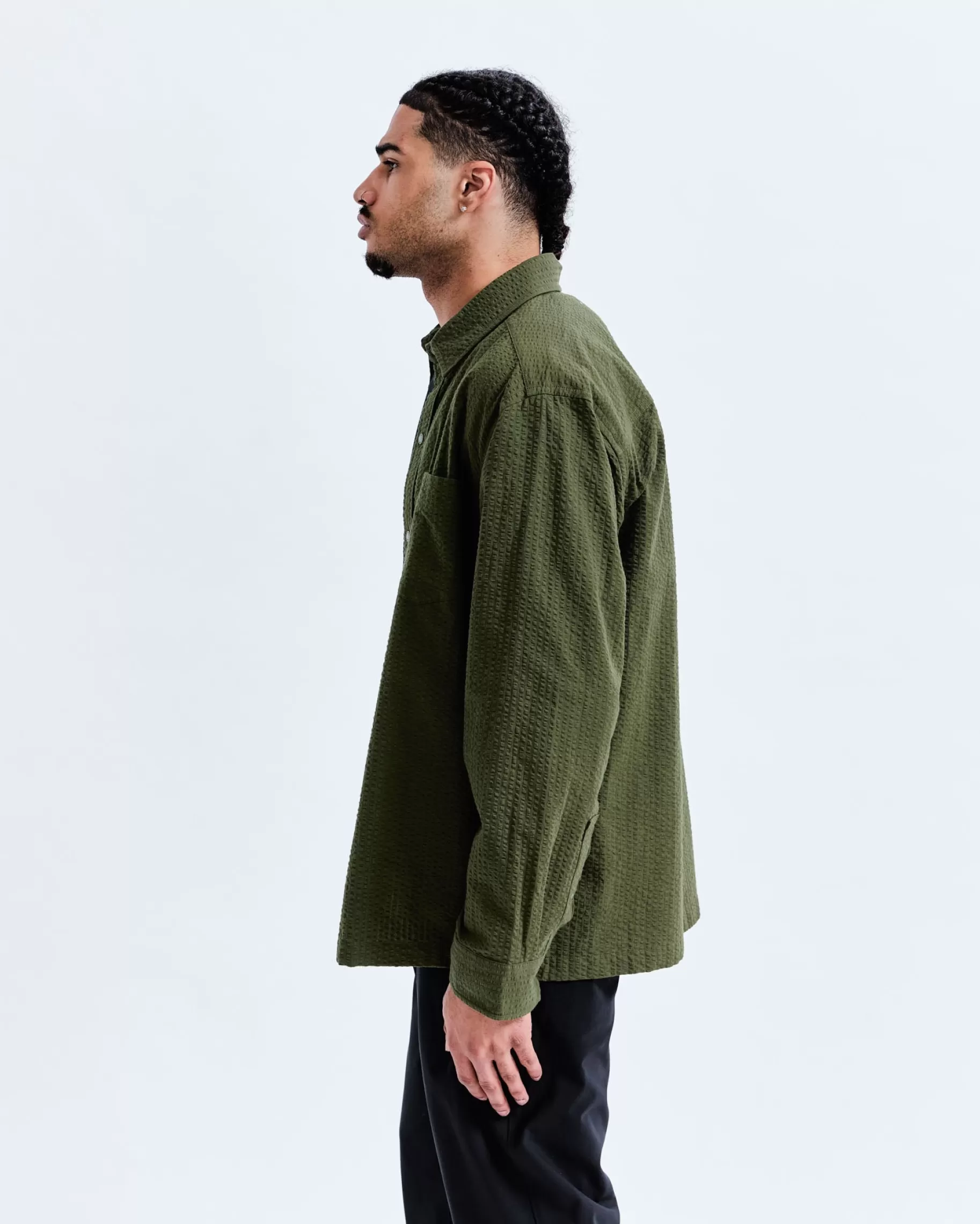 Cotton Seersucker Campus Overshirt | Reigning Champ Cheap