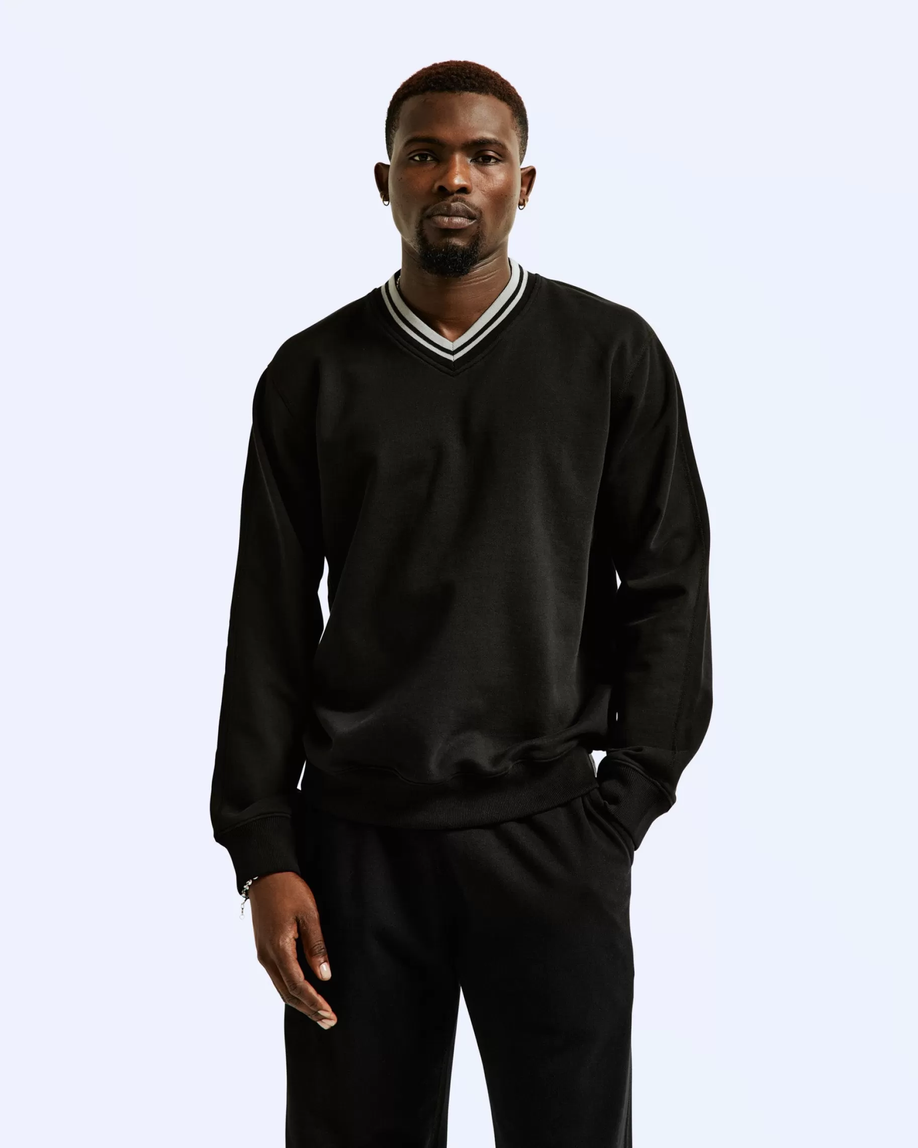 Midweight Terry Stripe Rib V-Neck | Reigning Champ Sale