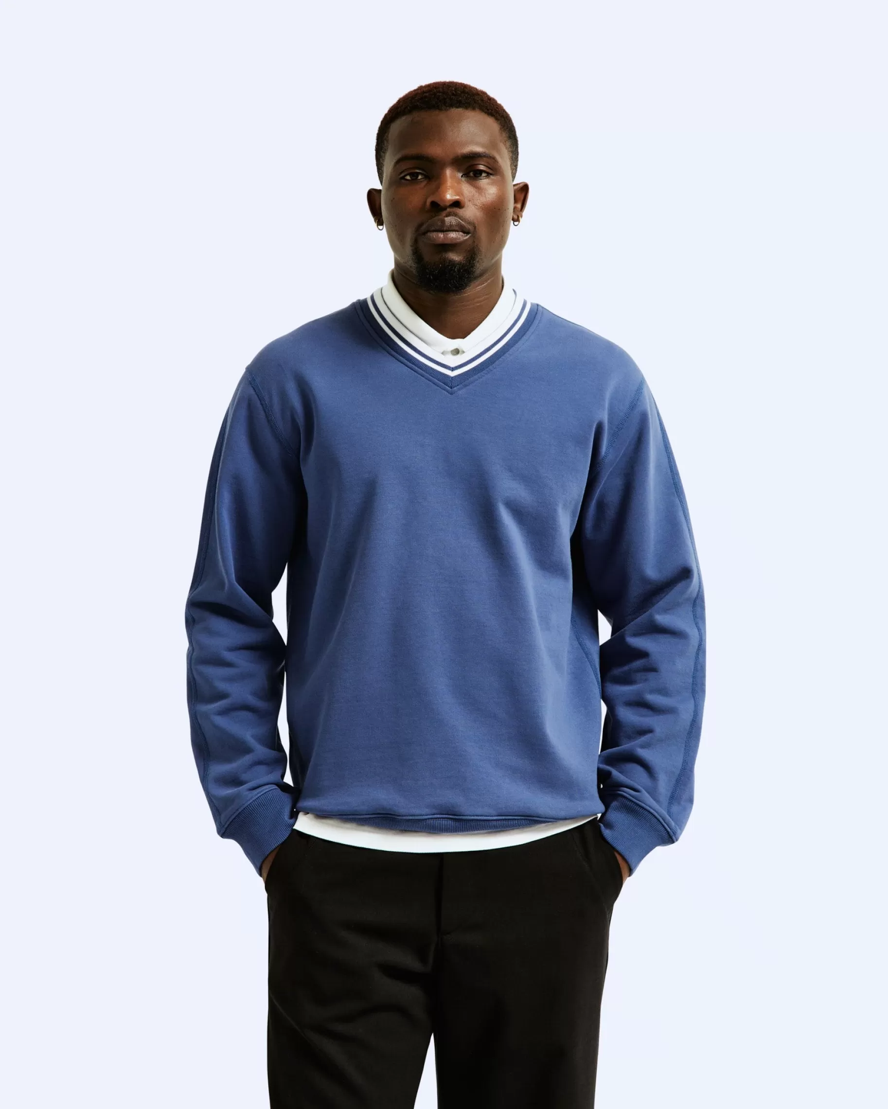 Midweight Terry Stripe Rib V-Neck | Reigning Champ Discount